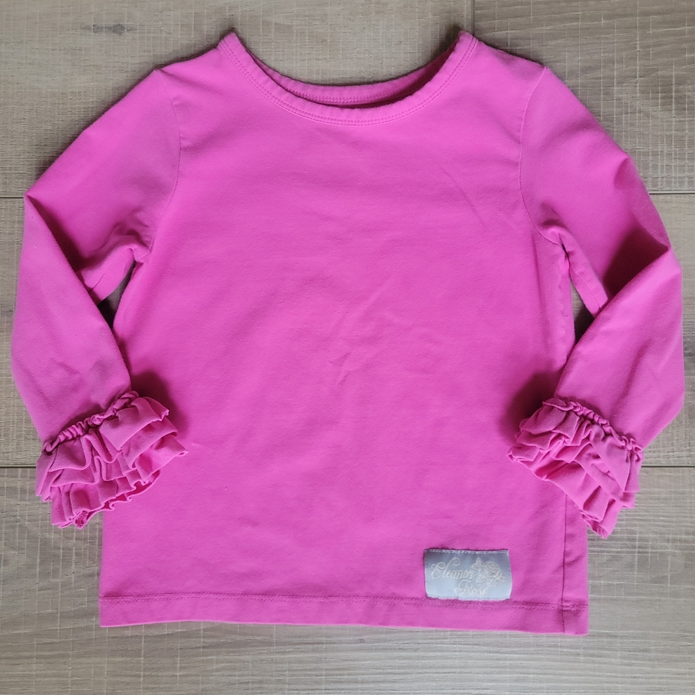 Eleanor Rose Cotton Spandex Ruffle Cuff Pink Top Size 4/5 Cottagecore